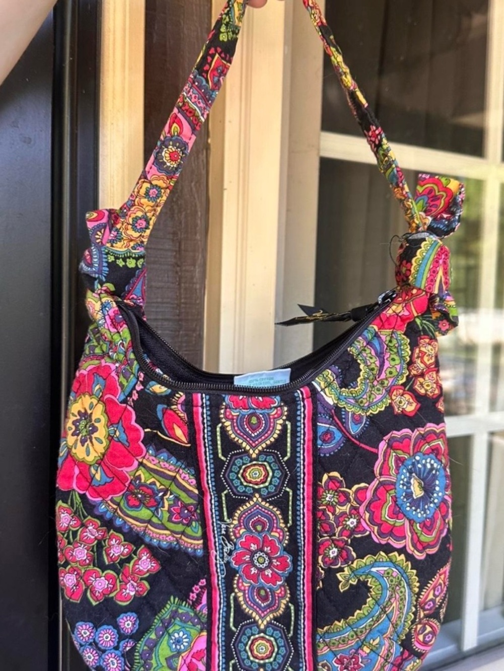 Vera Bradley Floral Paisley Quilted Shoulder Bag in Black, Pink, Green, Blue